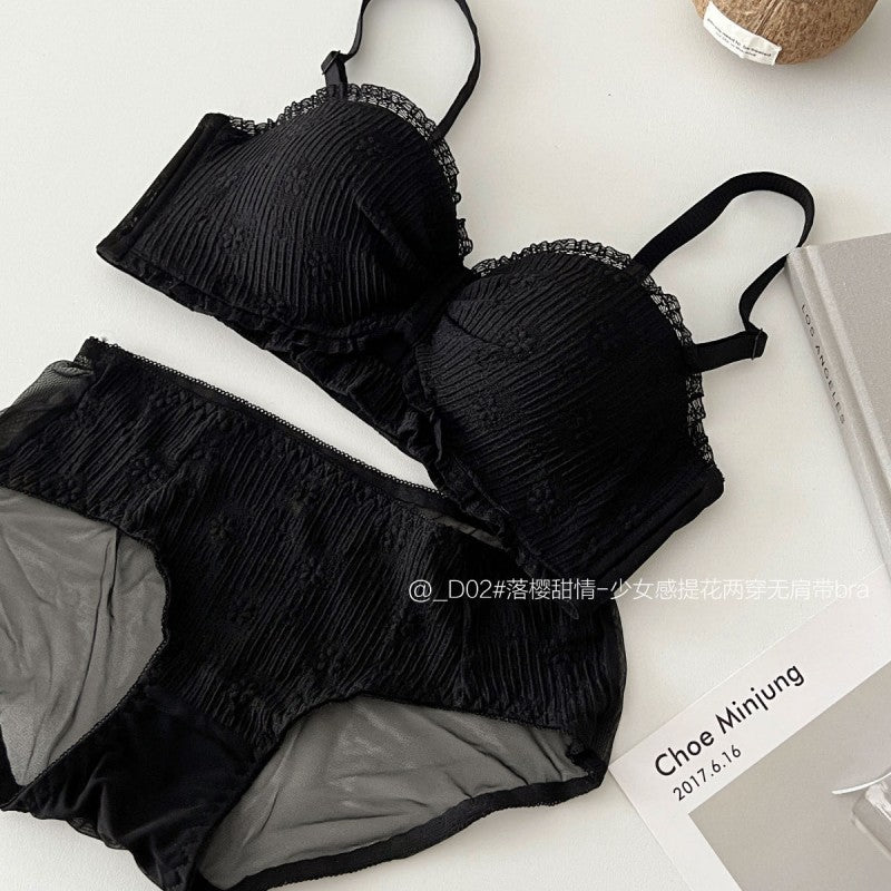 "Half Cup Strapless Push-Up Bra Set for Women"
