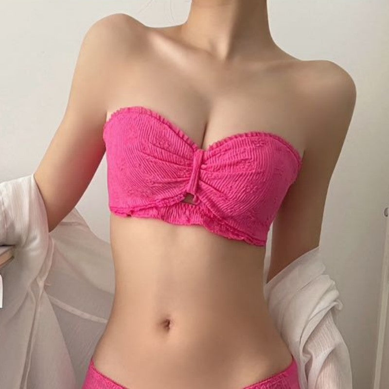 "Half Cup Strapless Push-Up Bra Set for Women"