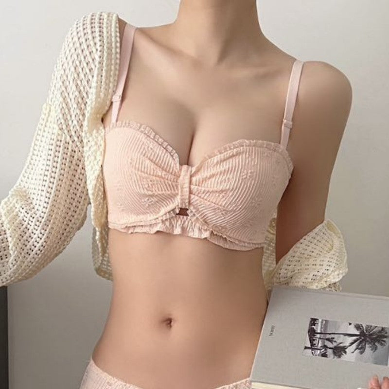 "Half Cup Strapless Push-Up Bra Set for Women"