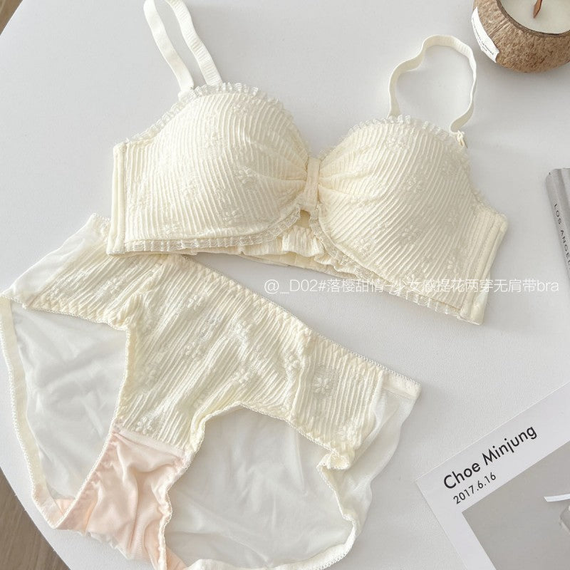 "Half Cup Strapless Push-Up Bra Set for Women"