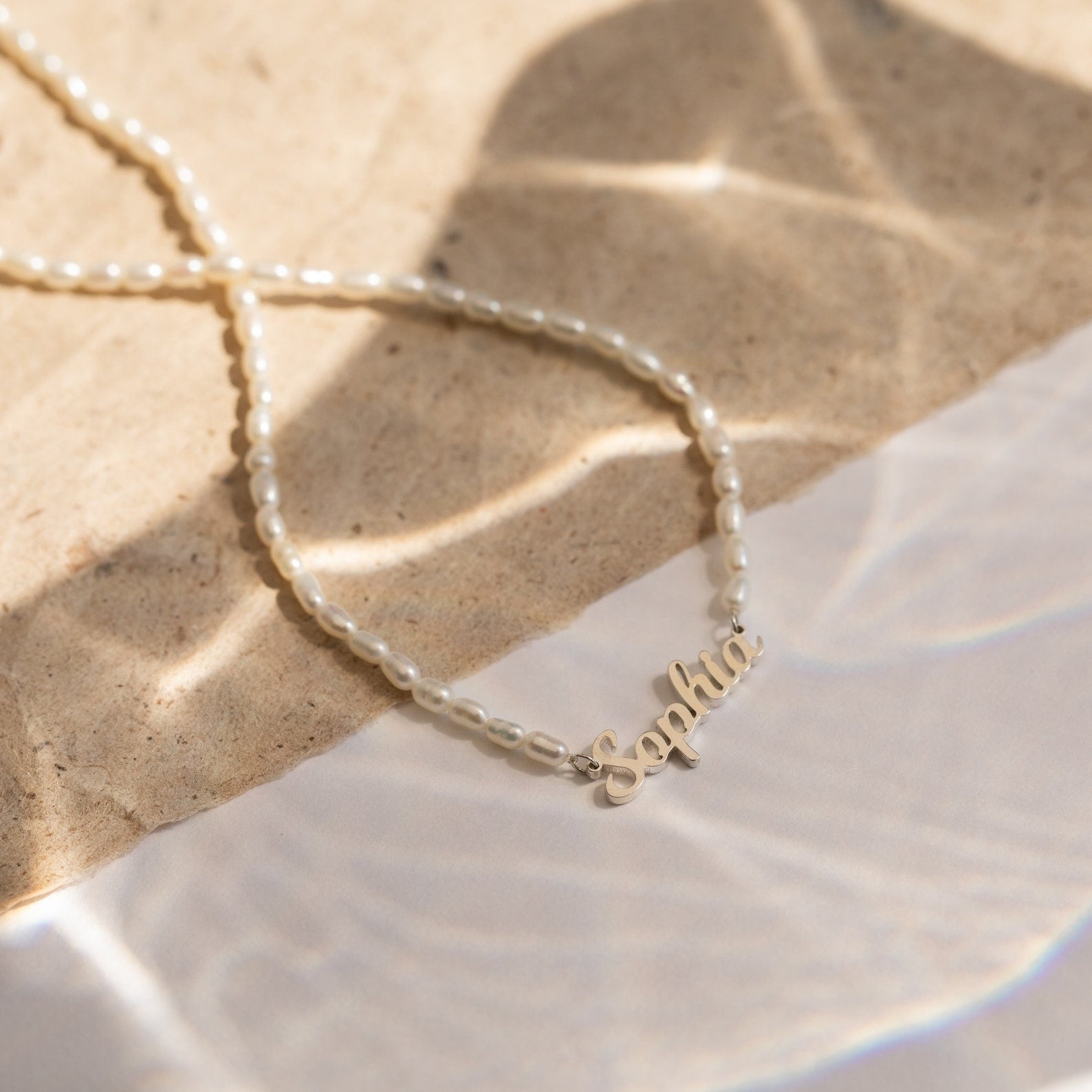 DIY Pearl Necklace with Personalized Name Engraving