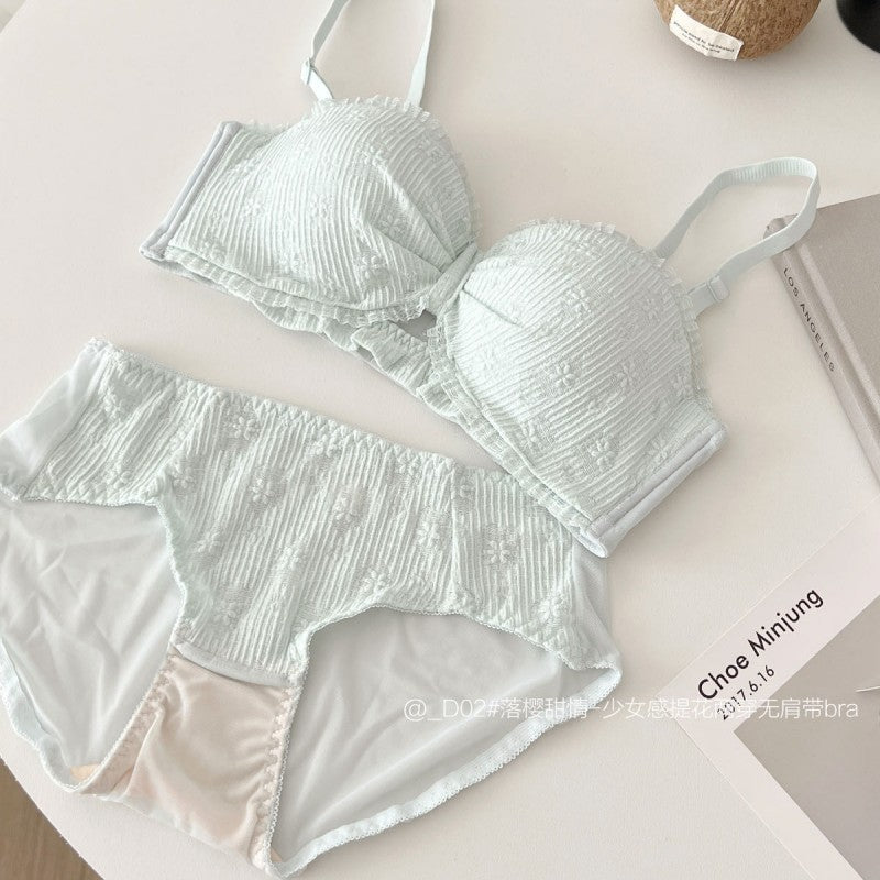 "Half Cup Strapless Push-Up Bra Set for Women"